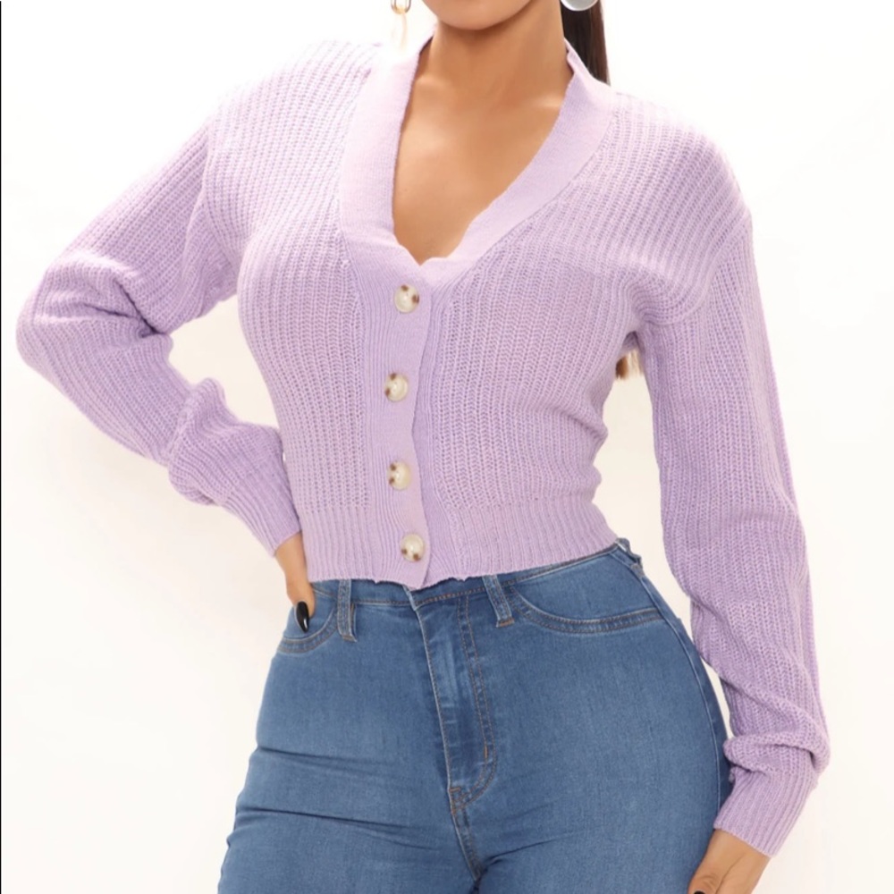 Cropped Cardigan - Lavender